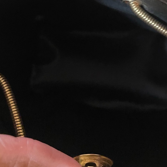 Cactus themed black purse gold tone chain snap close bucket style - Picture 5 of 8